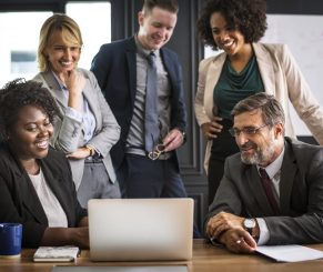 Business people in a video call meeting